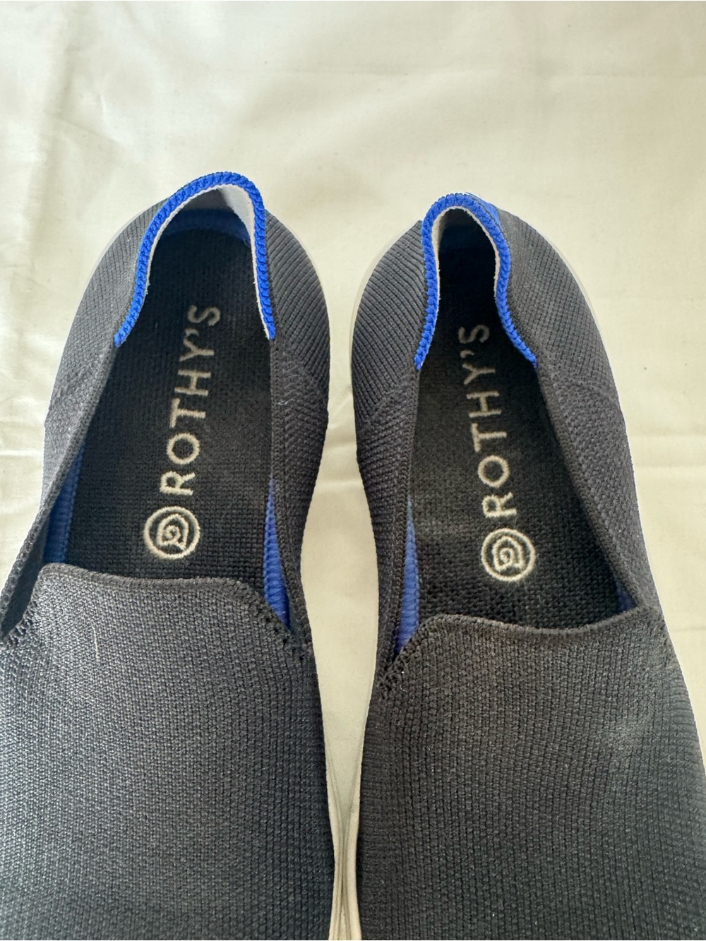 Rothy's Black Slip-On Sneakers with Blue Accent Size 7.5 - Picture 11 of 11